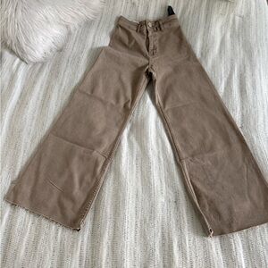 Zara Tan Wide Leg Jeans
